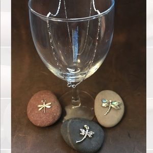 Sterling Silver 20” Chain and 3 Dragonfly Pendants